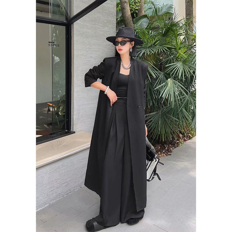 Женский черный длинный пиджак Niche Design, женский новый осенний топ