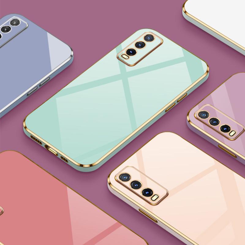 Для vivo Y20 Чехол Роскошный Квадратный Гальванический Y20G Y20i Y20S Y12S Y11S Y20A Y30G 2021 Чехол для телефона Ударопрочный Силиконовый Чехол-накладка Fundas