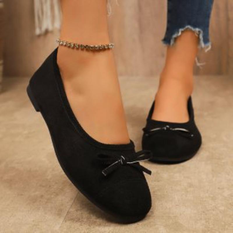 Женские балетки с французским бантом - Мокасины для вождения с мягкой подошвой и круглым носком для весны/осени, Изящные вечерние балетки