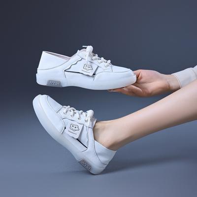 Белые туфли из натуральной кожи Повседневные белые туфли Туфли на плоской подошве