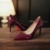 Женские туфли на тонком каблуке с острым носком и красной подошвой, с высоким чувством стиля, французские свадебные туфли, темпераментные, сексуальные, универсальные туфли на высоком каблуке, женские туфли-лодочки