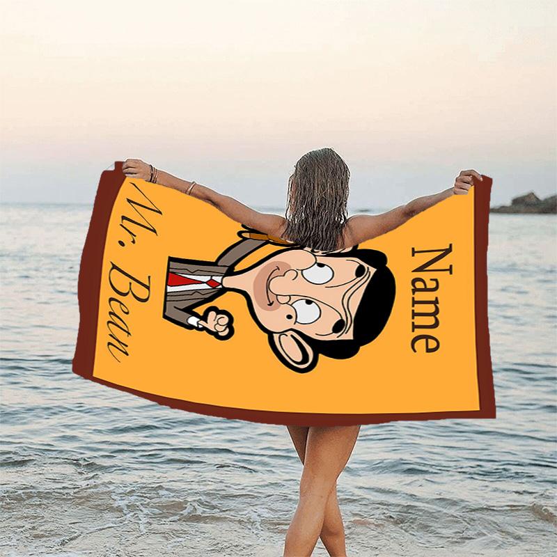 1pc Mr Bean1 Beach Towel with Custom Name, Beach/Swimming/Bath/Picnic/Camping Towel, Suitable for Seaside Beaches