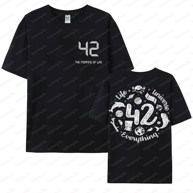 42 Life Universe Everything Funny TShirt Vintage Hot Sale Popular Graphic T Shirts Unisex Unisex Retro Style Streetwear Harajuku