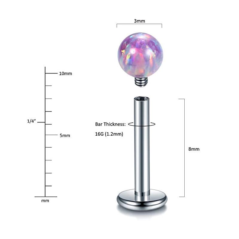 Титан G23 Опаловый шарик Лабрет Пирсинг Ювелирное украшение