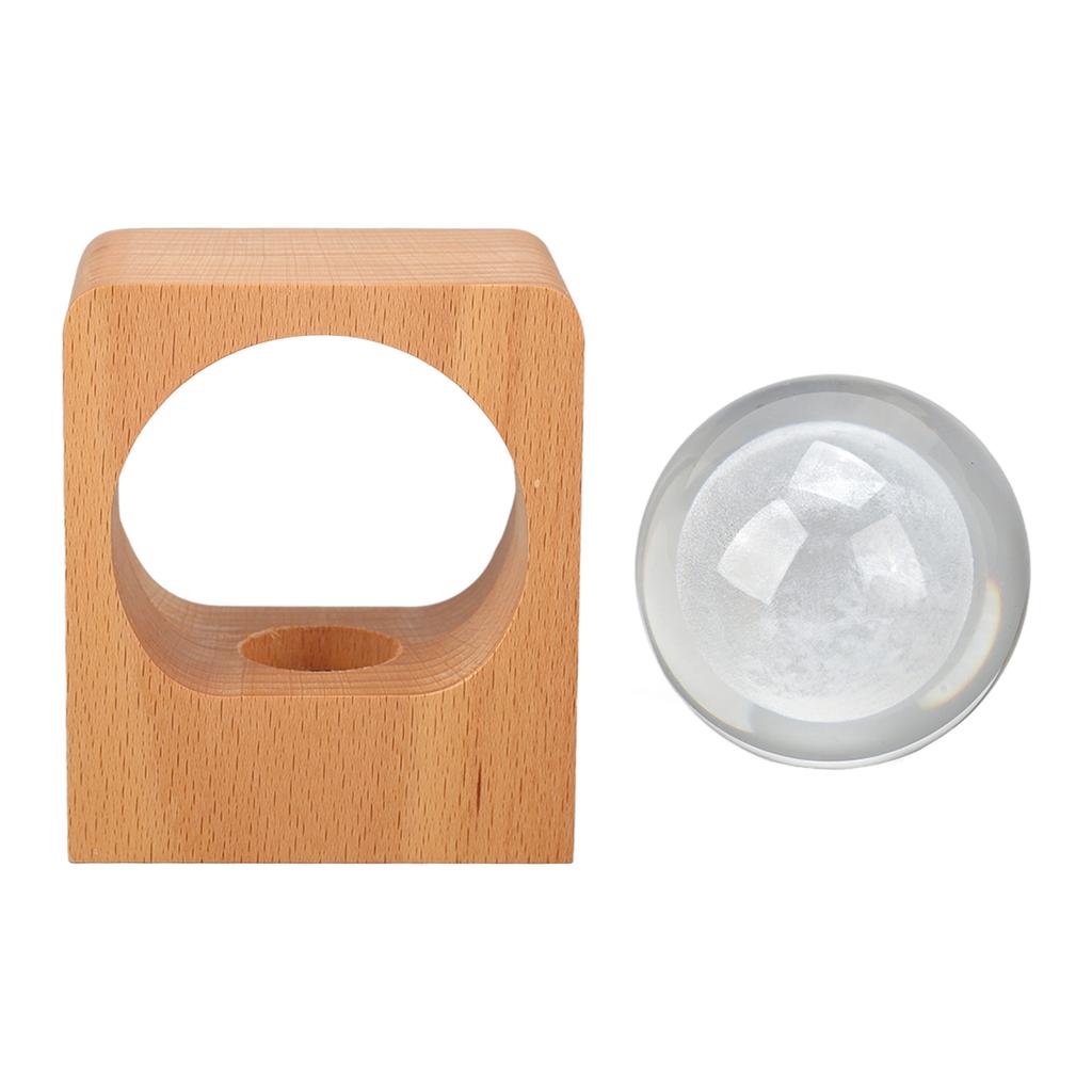 Crystal Ball Night Light with Beech Shelf Pattern Lettering Vintage Decoration Glass Ball Night Lamp for Home