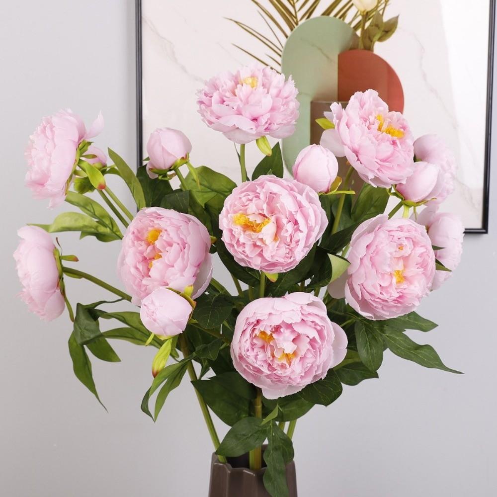 3 Heads Cotton Rose Artificial Peony Flower Real Touch Handmade Faux Peony Branch Artificial 74cm Fake Flower