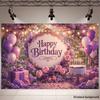 2D Purple Rose & Cake Background for Enchanted & Whimsical Parties