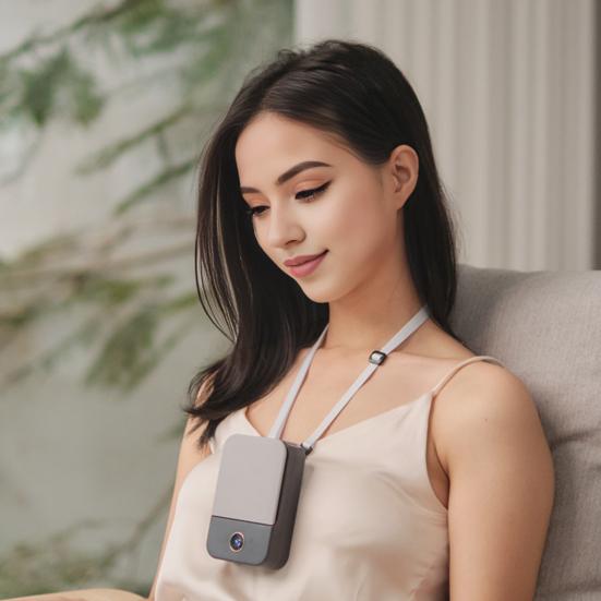 Portable Neck Fan with 3 Speed Settings Digital Display Low Noise Rechargeable Silent Air Conditioner Cooling Fan with Waist Clip