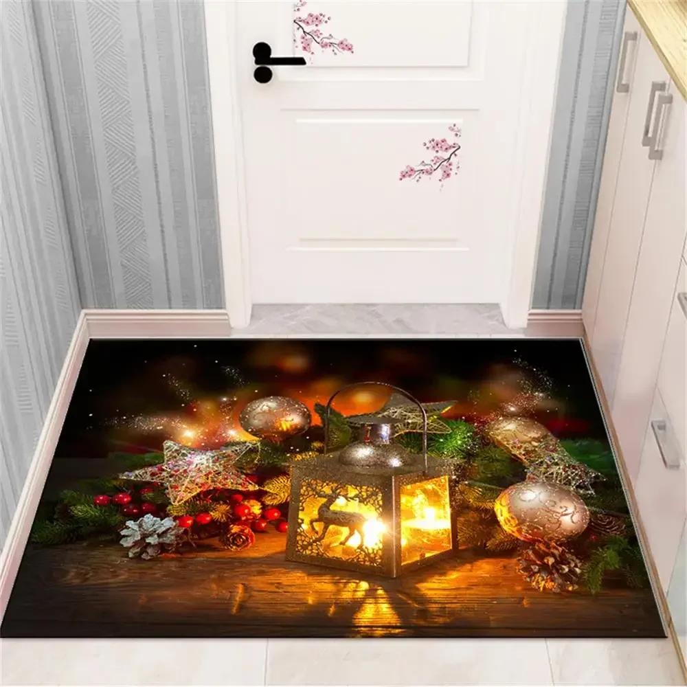Рождественские элементы празднования Ковер Кухонный коврик Фланелевый коврик Санта Клаус Рождество Снеговик Украшения для домашнего декора
