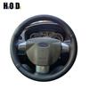 Black Leather Hand-stitched Car Steering Wheel Cover For Ford Focus 2 2005 2006 2007 2008 2009 2010