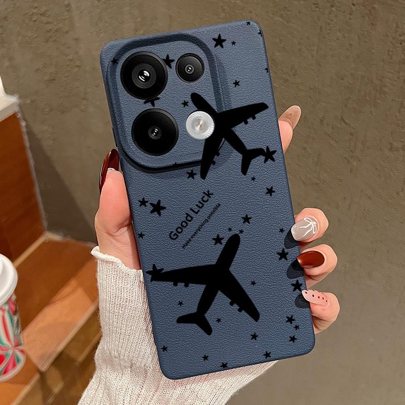 Для Xiaomi 13T Pro Poco X7 X6 M6 Pro Redmi Note 14 13 Pro 12 11 чехол с принтом самолета, кожаная текстура, мягкий противоударный матовый тонкий чехол для телефона TPU