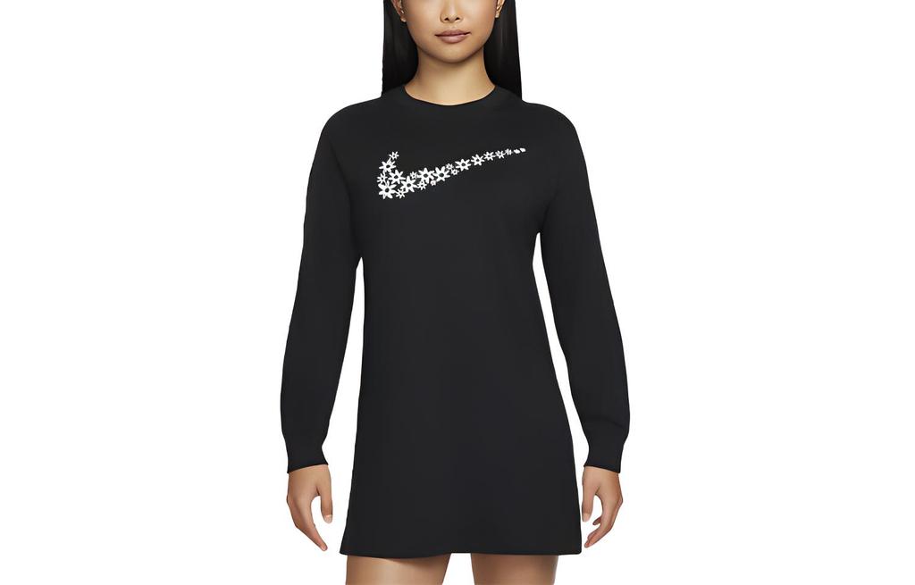Nike Женское платье с длинным рукавом Черное DM6318-010