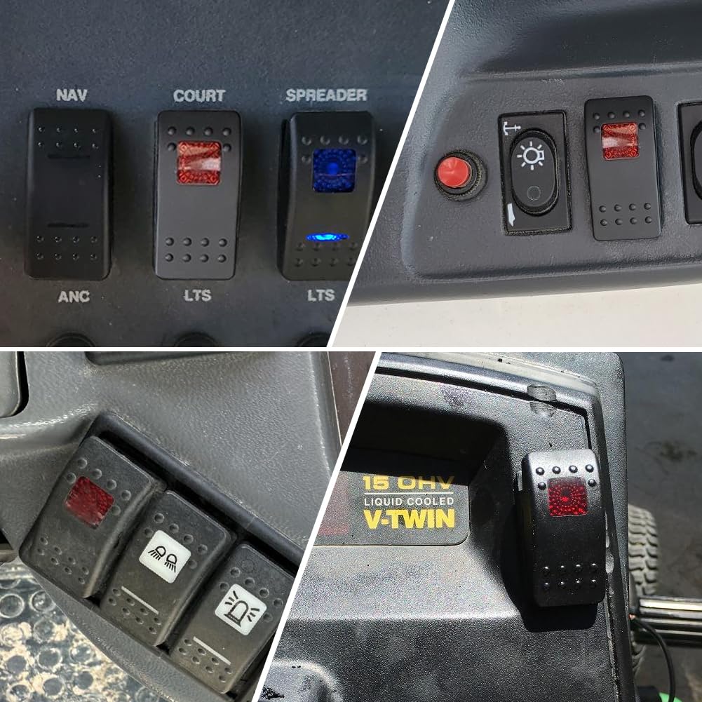 GZYF 5 pin 308-1038 Onan Cummins 308-1038 RV Generator Rocker ABS Start Stop Switch Button Red Lens for RV Toggle Switches for Cars Trucks Boats Auto