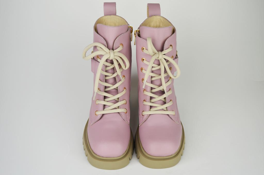 Ботинки кожаные Evromoda 2474 36 Розовые мех