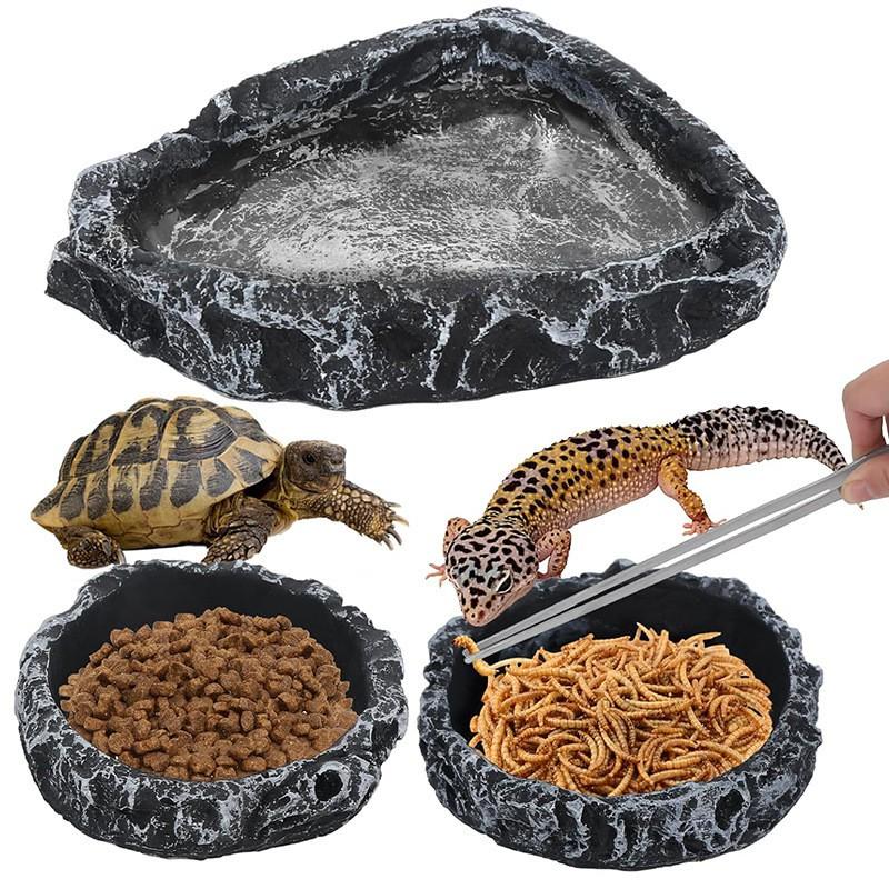 Resin Reptile Feeding Bowl Water Dish Bearded Dragon Leopard Gecko Horned Frog Turtle Enclosure