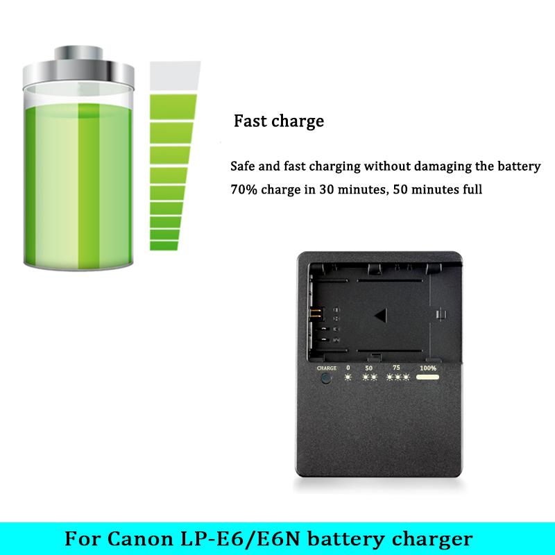 LC-E6E LC-E6 Charger For Canon LP-E6 LP-E6N LP-E6NH Battery EOS 70D 60D 5D Mark III 5D Mark IV 5DSR 6D MARK II 60D 80D 7D R5 R6