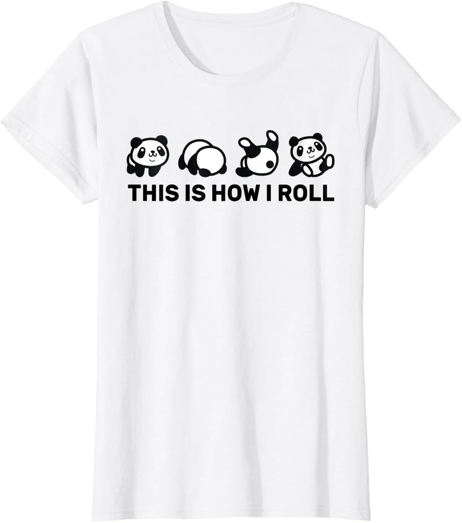 This Is How I Roll Funny And Cute Pandas Lovers Gift Ladies' Crewneck T-Shirt