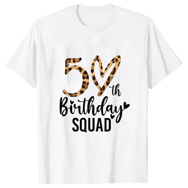 Женские футболки на 50-й день рождения, футболка Birthday Squad Crew, глава Hello 50, великолепные топы с леопардовым принтом, летняя футболка Harajuku