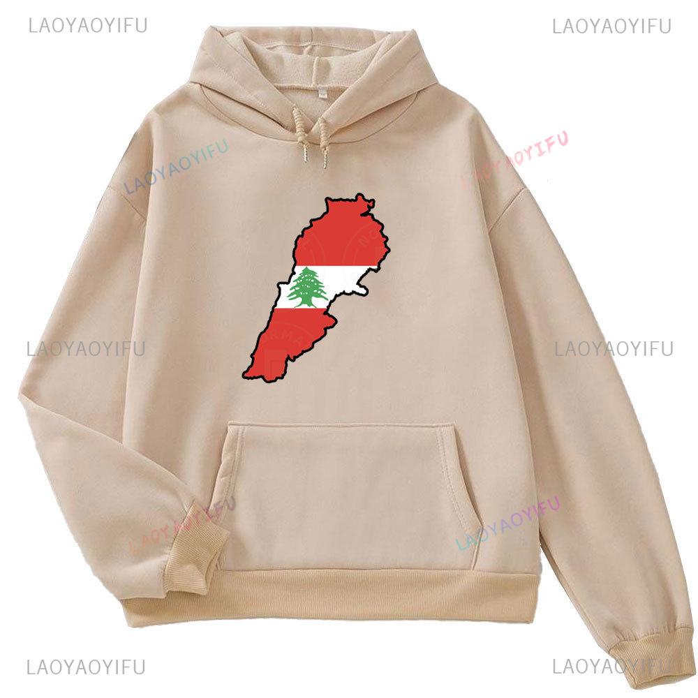 Это Не Моя ДНК Флаг Ливана Карта Мужская Толстовка с Длинным Рукавом Осень/Зима 2024 Графический Принт Карты Ливана Осенняя Толстовка