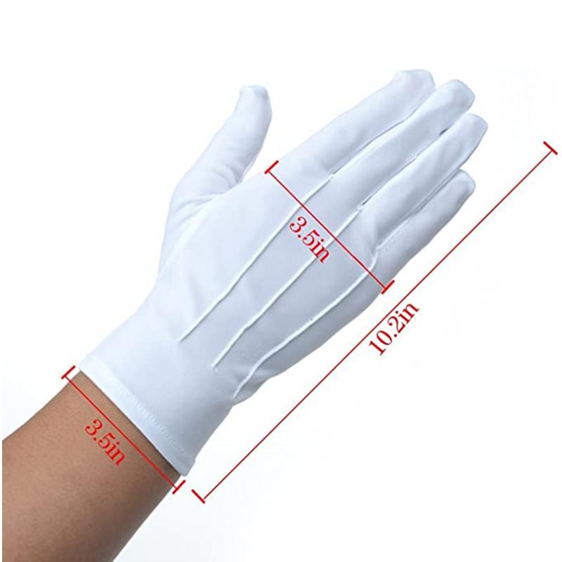 4PCS White Cotton Gloves Men Formal Tuxedo Uniform Gloves Honor Guard Parade Ceremony Costume Cosplay Coin Jewelry Butler Gloves
