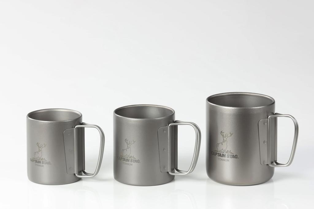 Captain Stag Outdoor Double Folding Hollow Made in Cup/Mug/Tumbler, Mug, 220ml, Handle, Construction, Lightweight, Titanium, Japan, Tsubame-Sanjo,