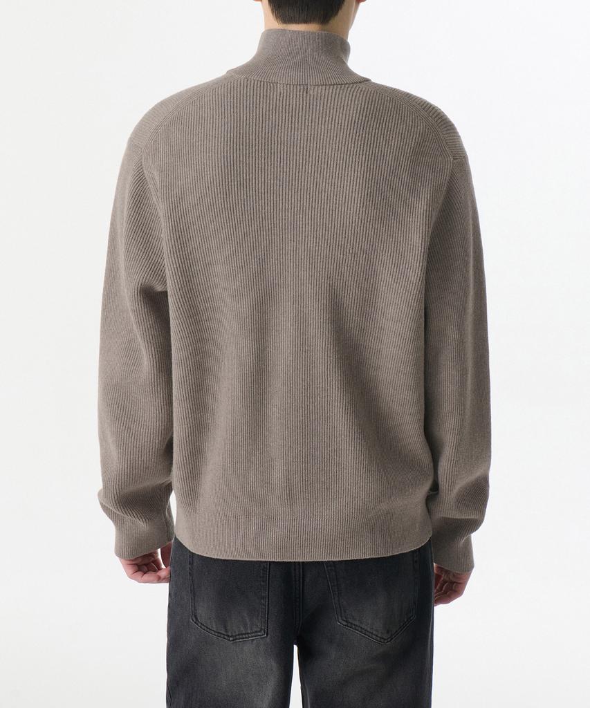 MUSINSA STANDARD Cotton High-Neck Zip-Up [Taupe]