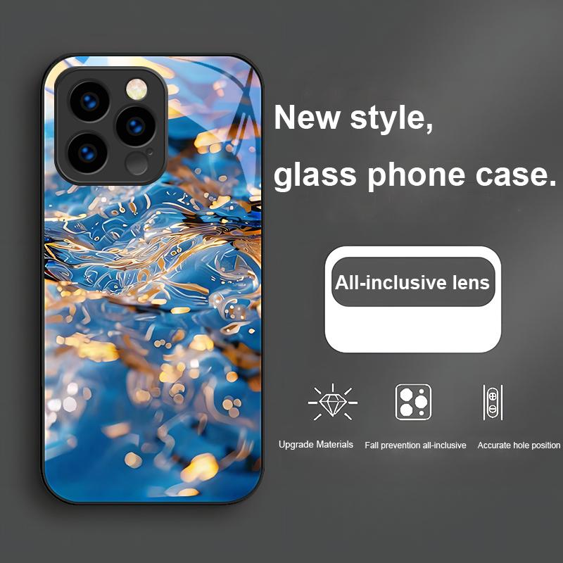Красочные Волны Синие Для IPhone 16 Plus 15 14 13 12 Mini 11 Pro Max X XS XR 7 8 Plus 2022 Закаленное Стекло Чехол для Телефона