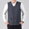 Мужской жилет с V-образным вырезом без рукавов, однотонный однобортный жилет, пальто с карманами, утолщенная плюшевая подкладка, стеганый низ, жилет, куртка