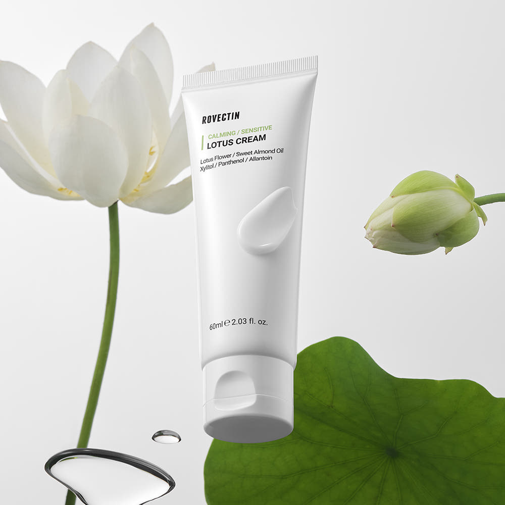 ROVECTIN Calming Lotus Water Cream 60ml – Korean Lightweight Daily Moisturizer with 75% Lotus Flower Extract & Niacinamide