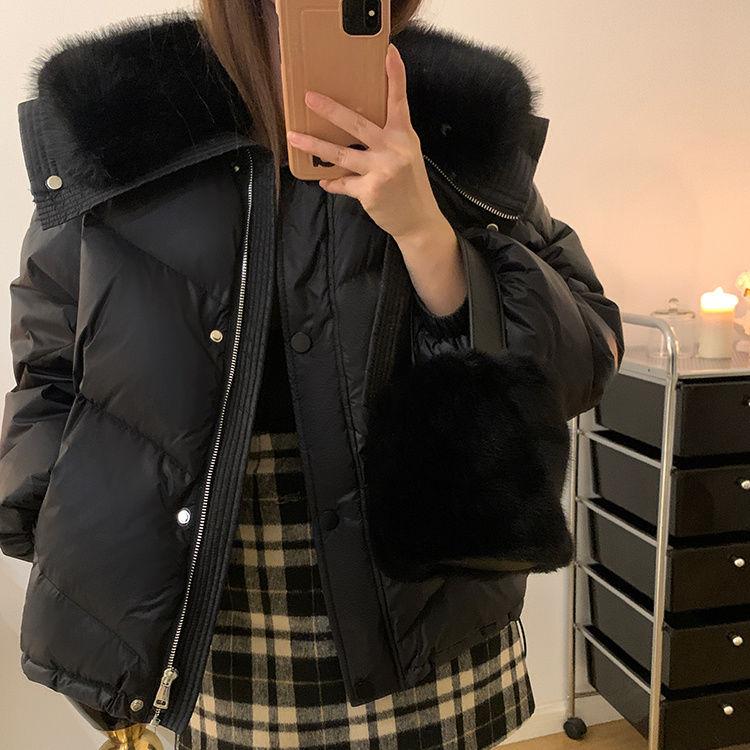 Зимняя куртка женская хлопковая куртка модная с меховым воротником пуховик из хлопка короткая парка толстая теплая повседневная хлопковая куртка