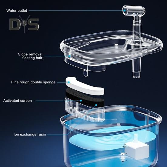Автоматический фонтанчик для кошек с 5-уровневой системой фильтрации, бесшумный, легко чистится, диспенсер для воды для домашних животных