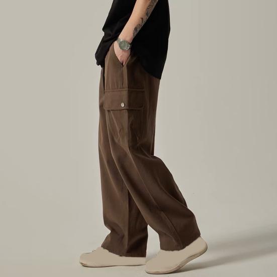Мужские брюки-карго с несколькими карманами в американском стиле, прямые, широкие, свободные, с завязками на резинке, на талии, для повседневных путешествий