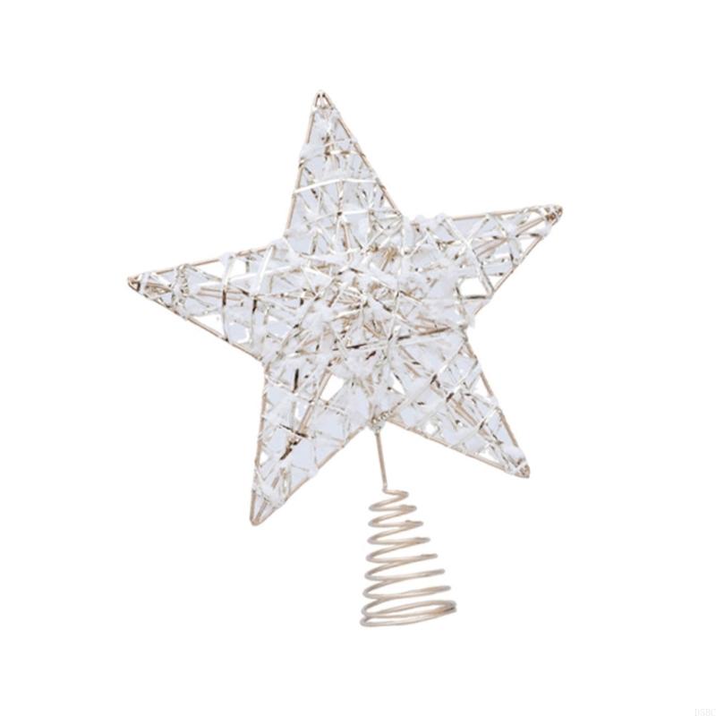 Classical Iron Star Tree Toppers With Plush Champagne Holiday Decoration