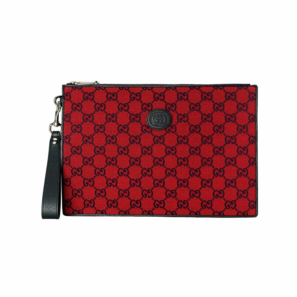 Gucci Valentines Day Collection Vintage Logo Leather Canvas Clutch Unisex clutch Red Blue 661105-2UZAV-6477