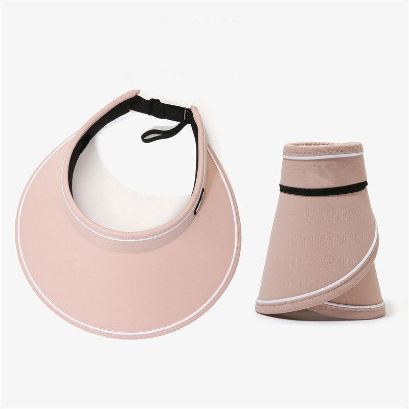 Women Summer Wide Brim Sun Hat Outdoor Ponytail Empty Top UV Protection Cap Female Lady Tour Beach Foldable Sunscreen Hats