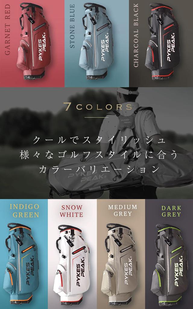 Сумка для гольфа PYKES PEAK Caddy Bag Stand с отверстием под дюймы Pikes Peak DARKGREY [легкая, 2,4 кг/5-составная рама/тип 9.0/совместимая с 47] Мужская Женская [COOL