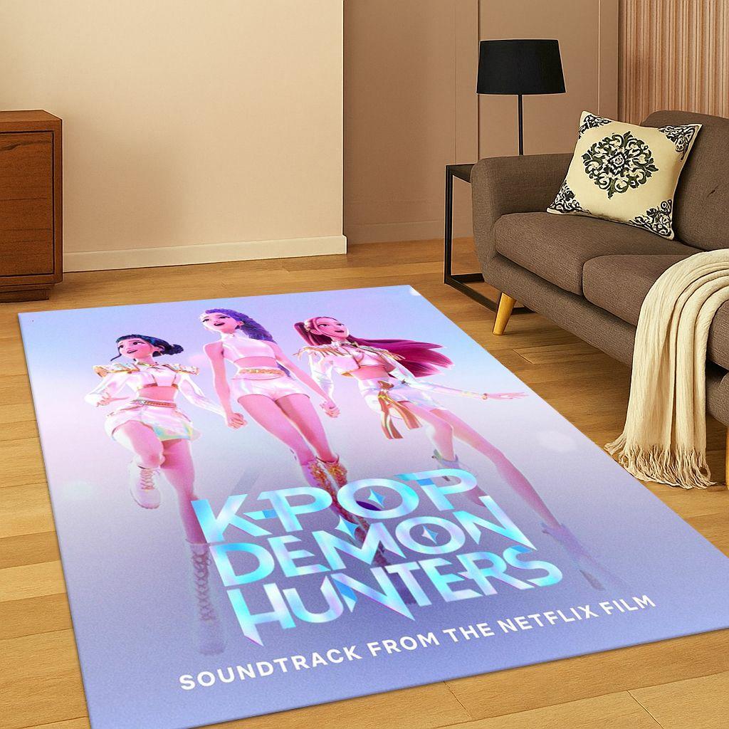 Kpop Demon Hunters Руми Мира Зои Музыкальный Мультяшный Ковер Коврик для Спальни Гостиной Дивана Домашний Декор, Нескользящий Коврик для Пола Подарок