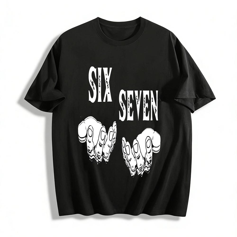 Винтажная футболка SIX SEVEN с принтом жестов Повседневная футболка Из чистого хлопка