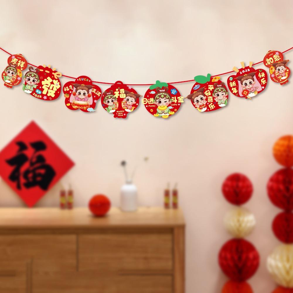 Paper Pull Flag Ornament Cartoon Snake Year Banner Hanging Snake Pendant Spring Festival