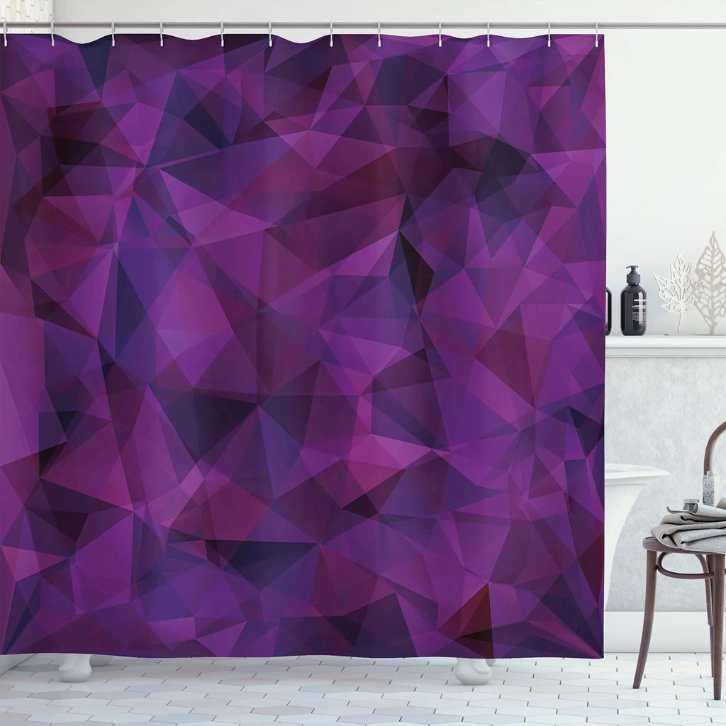 Mosaic Shower Curtain,Modern Mosaic Geometric Seamless Tiles Design Patchwork Artwork Polyester Fabric Waterproof Shower Curtain