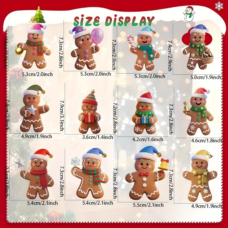 12Pcs Christmas Gingerbread Man Ornaments Xmas Tree Wooden Hanging Pendants New Year Party Home Decoration Kids DIY GIft