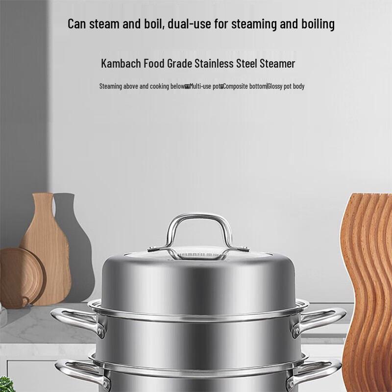 KÖBACH 2-Layer Stainless Steel Steamer Pot with Visible Lid