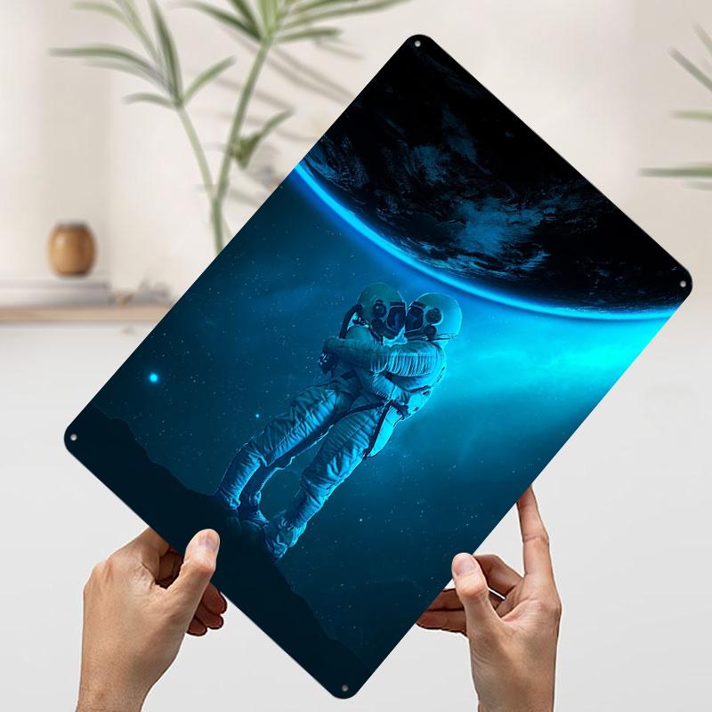 Astronauts Love Space Printed Poster Customized Wall Art Retro Vintage Metal Tin Signs for Man Cave Home Decorations House Decor
