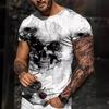 Summer Round Neck 3D Skull Print Top Fashionable Casual Short Sleeved Men's T-shirts