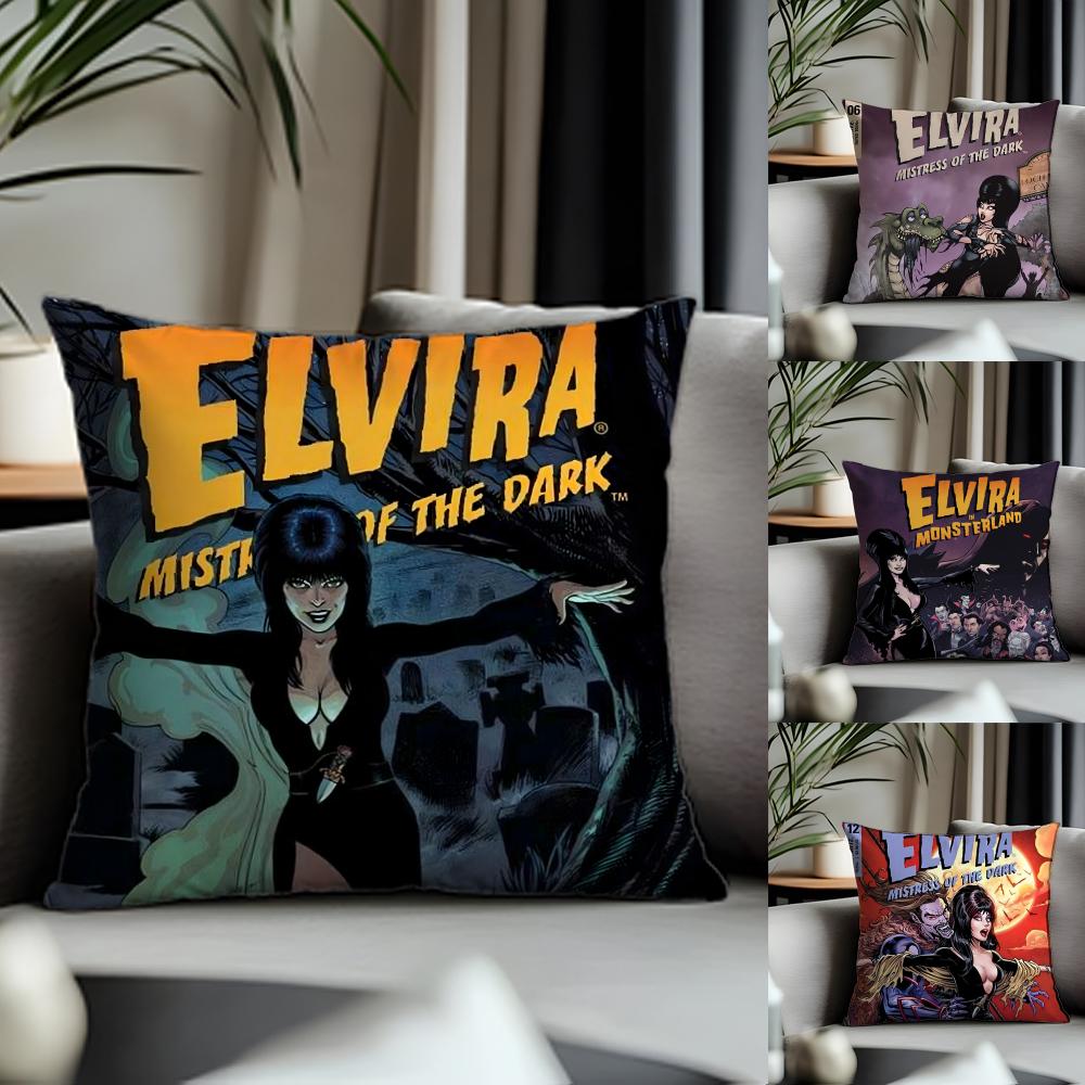 Viral EElvira Mistress of the Darkable Cushion Cover Antidustmite Pillowcase Invisible Zipper Silky Short Plush Sofa Cushion