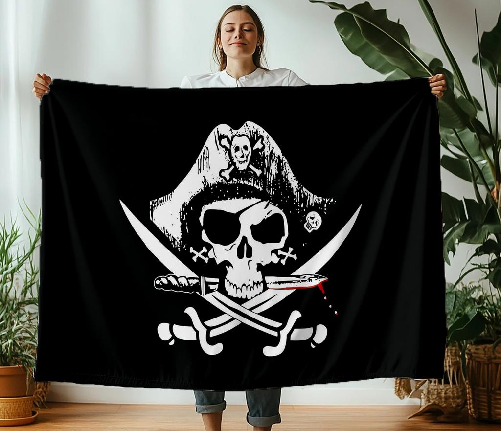 Pirate Banner Pirate Print soft Blanket Flannel Decoration for sofas bedrooms air-conditioned rooms Gifts for kids and friends