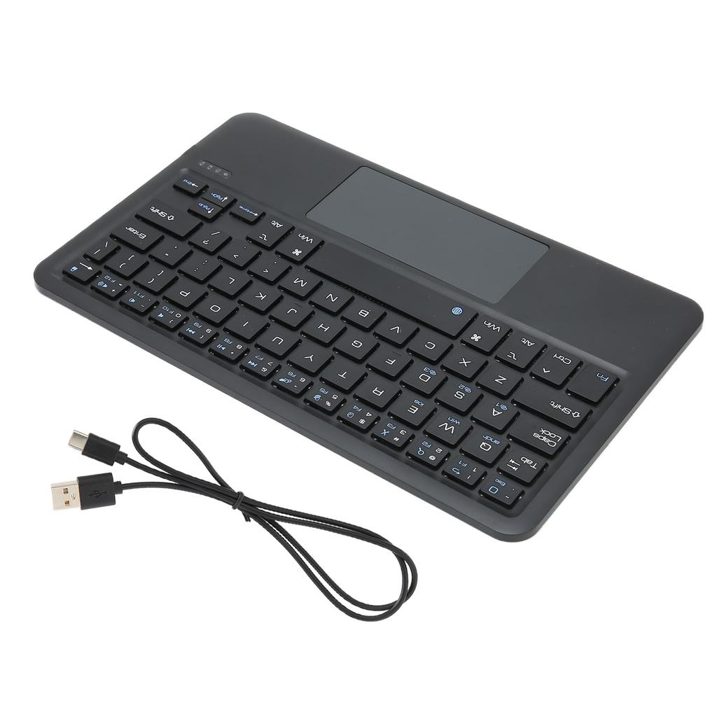 Беспроводная клавиатура с мультисенсорным управлением, маленькая портативная перезаряжаемая клавиатура для планшета IOS, черная