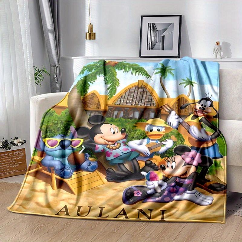 1 шт. Пляжное одеяло Aulani с изображениями Микки, Минни, Гуфи, Плуто, Лило и Стича. Подходит для домашнего декора, дивана, улицы, в качестве подарка, фланель, для спальни, гостиной, путешествий.