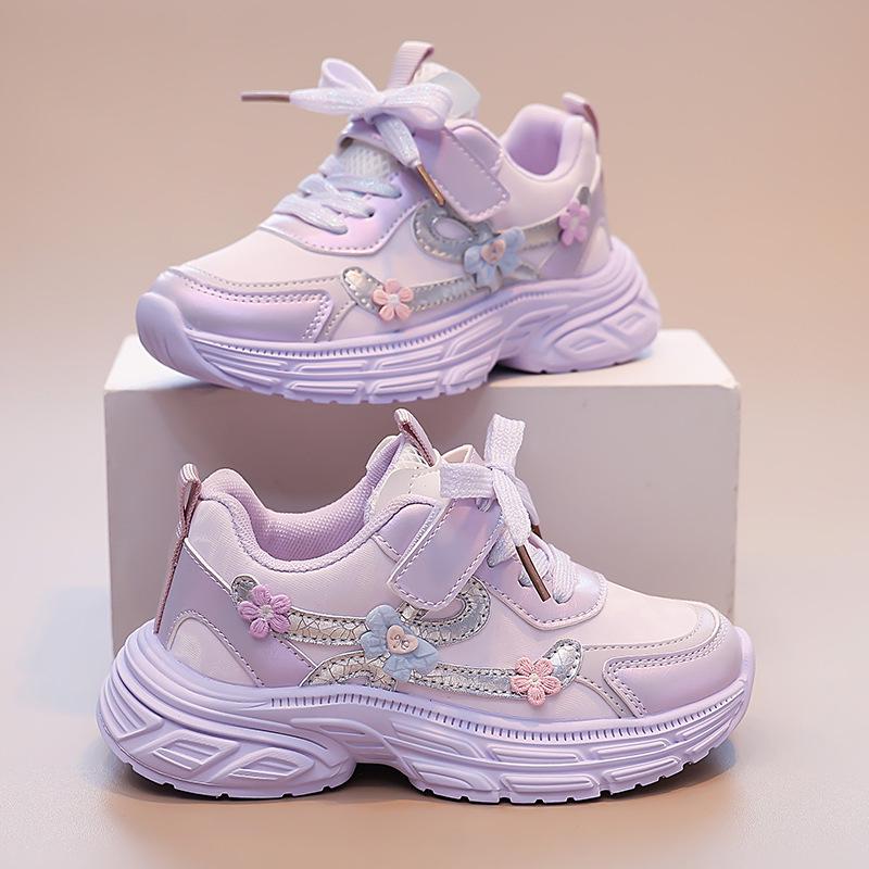 Детские дышащие сетчатые кроссовки, мягкая подошва, цветочный принт, коллекция весна/осень 2025, модные кроссовки «папины»