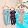 Net Celebrity Western Style Girls' Jumpsuits Floral Strapless One-piece Clothes Children's Jumpsuits